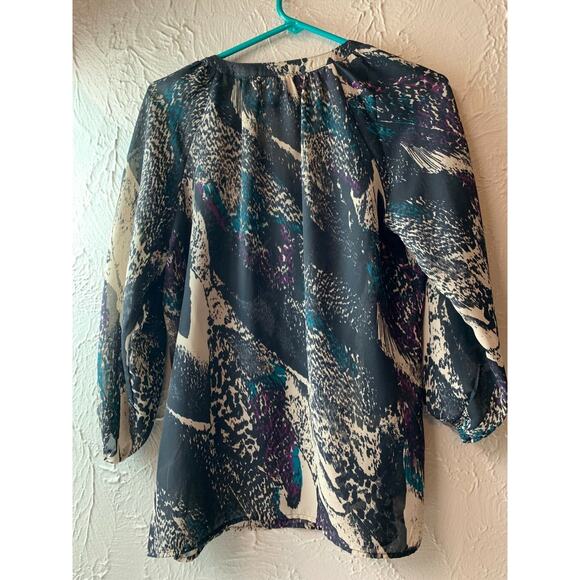 Jaclyn Smith Women's Blouse Top Tunic Black Sheer Boho‎ Peasant Popover Small - Picture 2 of 4